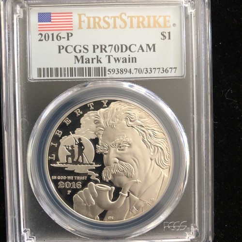 PR70 DCAM Mark Twain Commemorative Dollar $1 PCGS FIRST STRIKE 2016-P - Picture 8 of 9