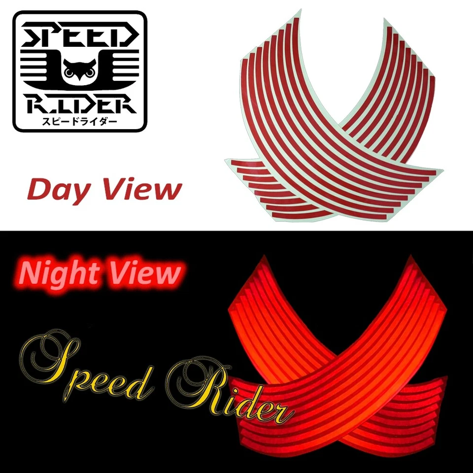 CINTA REFLECTANTE ROJA PARA LLANTA RAYA PARA RUEDA DE COCHE BICICLETA + LOGOTIPO DE HONDA + CALCOMANÍA DE LETRAS 16 17 18 Foto 4 de 4