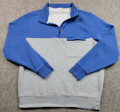 Tasc Performance Pullover Mens Large Blue Gray Quarter Zip Organic Cotton Blend