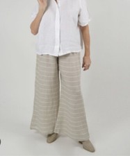 Bryn Walker Osca Wide Leg Pants Natural  White Stripe Linen Size Small