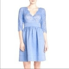Eliza J 12 Lace Sleeve Fit & Flare Mini Dress Pastel Blue Fairy Princesscore
