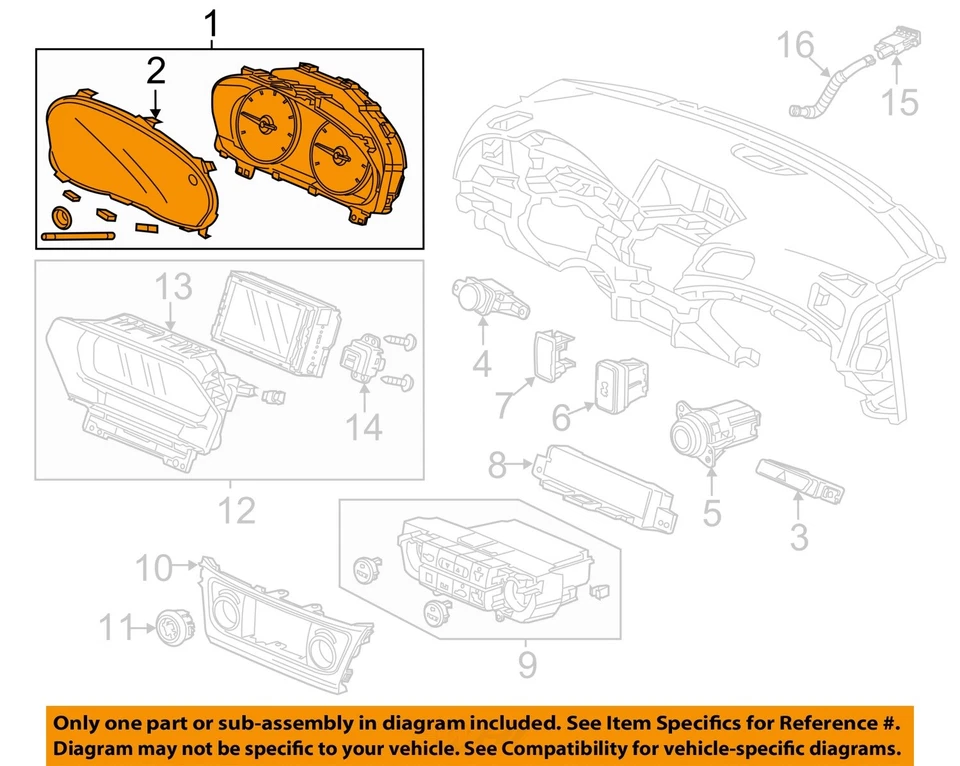 Б/у спидометр датчик подходит: 2017 Acura Ilx кластер США рынок MPH VIN 3 8 digi - Изображение 3 из 4