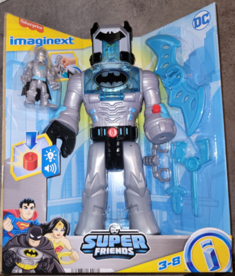 Imaginext DC Super Friends Roboter Batman Spielzeug Lichter Sounds Insider Figur grau