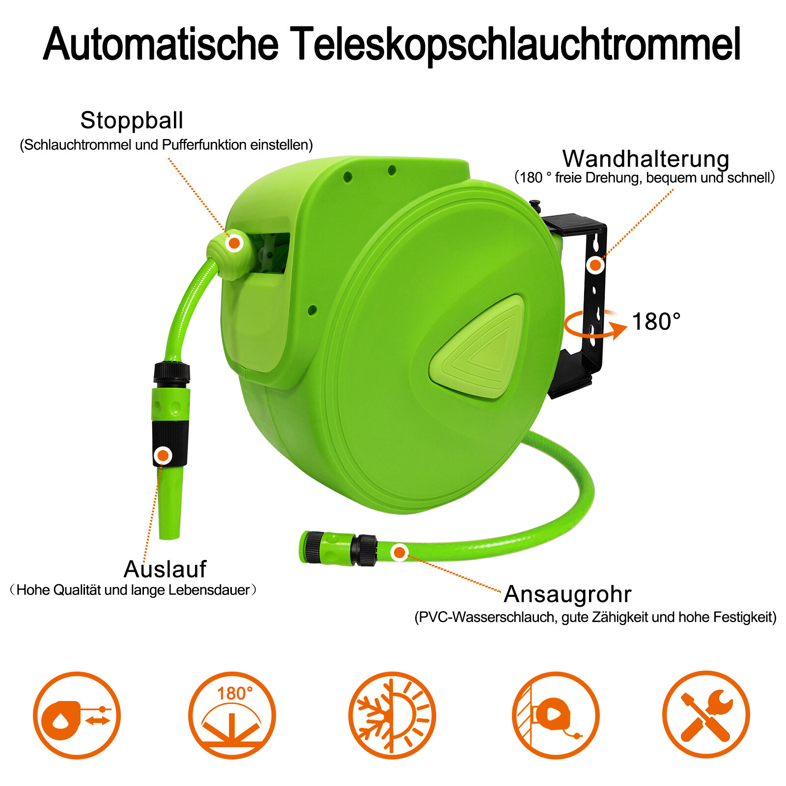 Profi Wasserschlauch Aufroller Schlauchtrommel Automatik Gartenschlauch