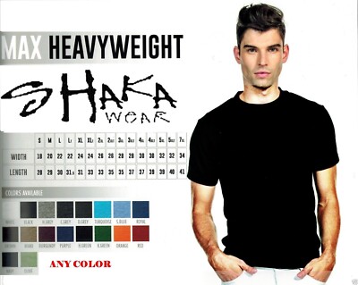 Shaka Wear Mens Max Heavyweight Short Sleeve T-shirt Any Color Basic Plain Tee