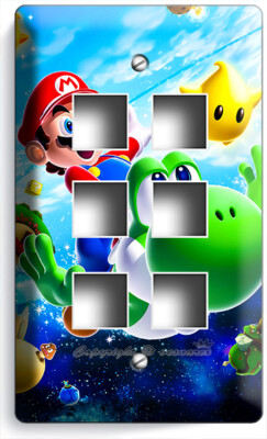 SUPER MARIO FLYING YOSHI GALAXY SPACE LIGHT SWITCH OUTLET PLATES GAME ROOM DECOR