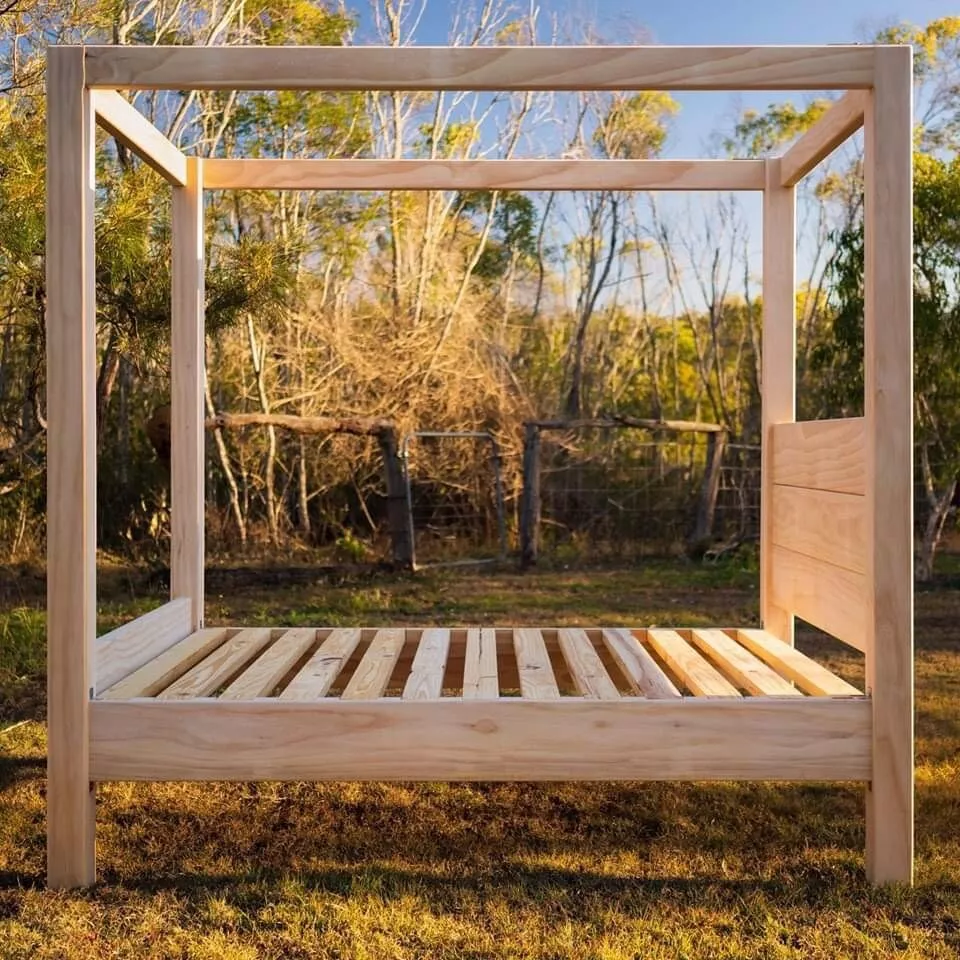 Solid timber online double bed frame
