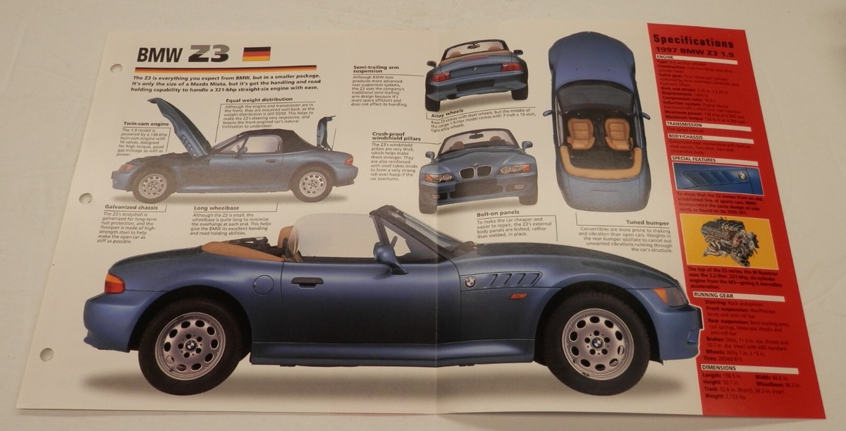 BMW Z3 1996-2002 Roadster Sports Car IMP HOT CARS Brochure | eBay