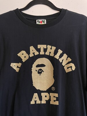 Bape T Shirt XL Black & Gold A Bathing Ape Ape Head Logo