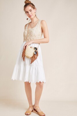NWT anthropologie Brittney Crochet Top Eyelet Dress White Neutral Sz 2x |  eBay