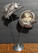 Baby Photo Pic Frame Pewter Toned Cow Jumped Over Moon Nursey Rhyme Whimsical