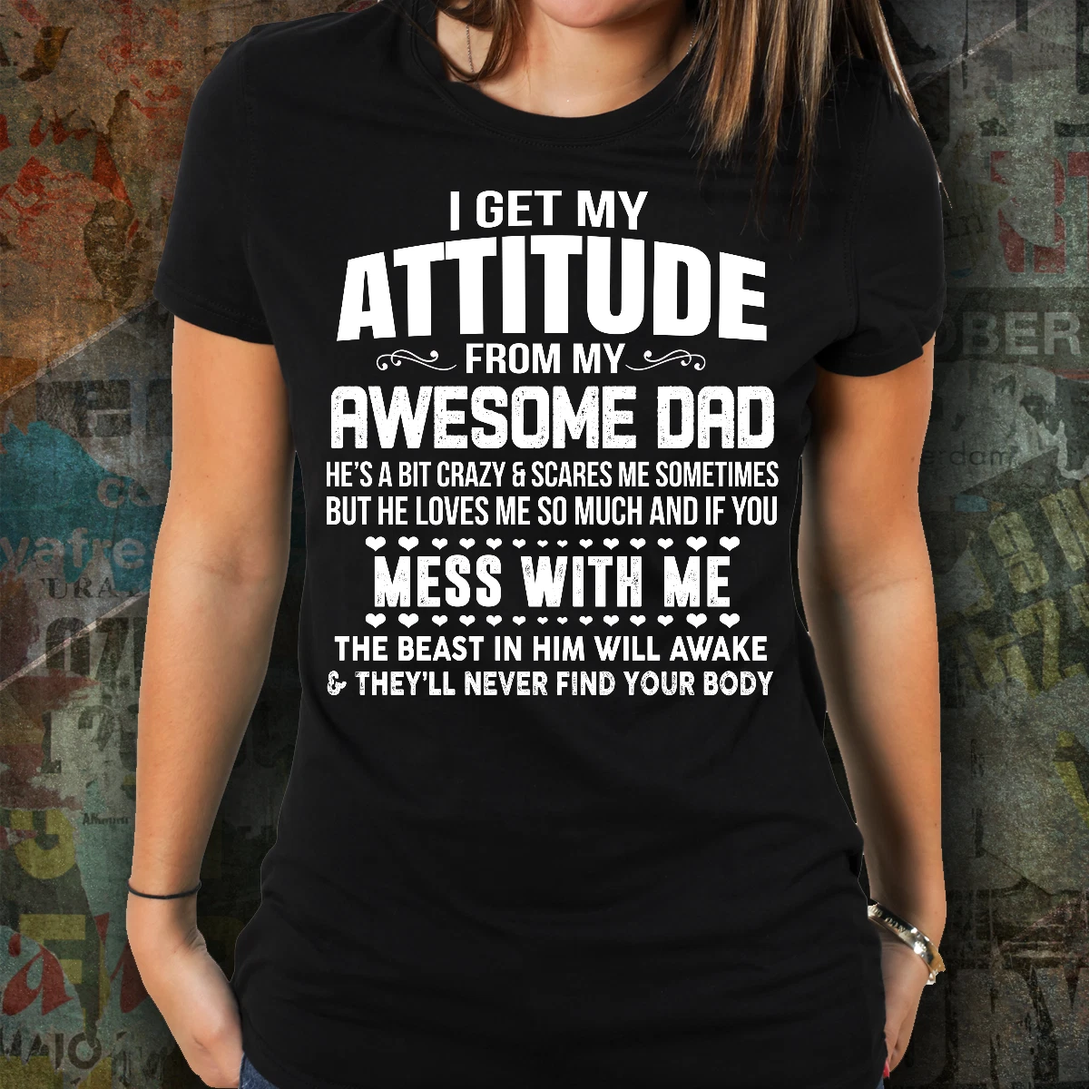Funny Daughter T shirt From Dad Awesome Father To Daughter Tee Gift Teen Women