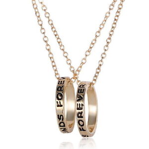 3 Necklaces Chains Collars Pendant Ring Words Best Friends Forever 