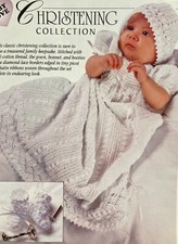 Christening gown set to crochet infant NB-3 mo, Layette 6-9 mo, Hexagon blanket