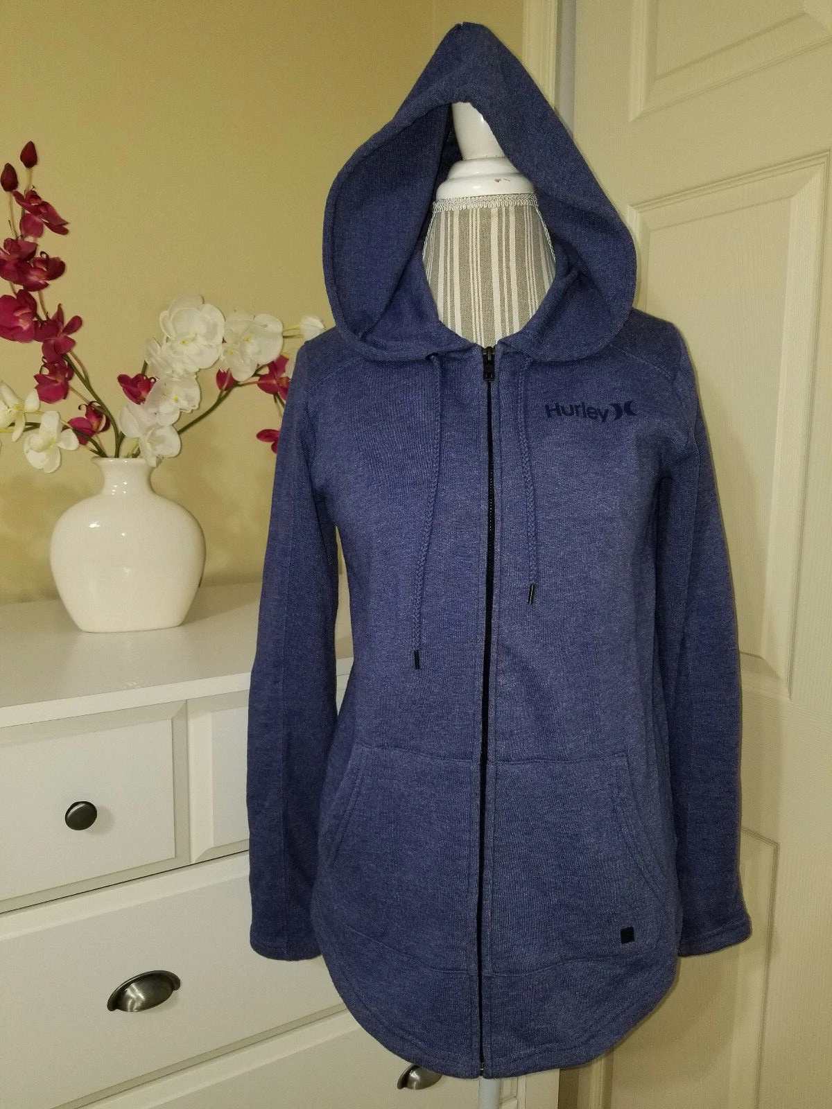 Hurley Womens Seaside Fleece Full Zip Hoodie Sweatshirt Jacket Blue Sz.S
