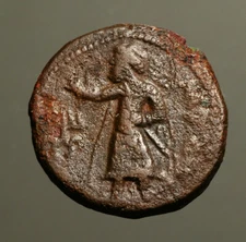 K12-126  KUSHAN, Kanishka circa 127-152 AD, AE Tetradrachm, Mao, moon god