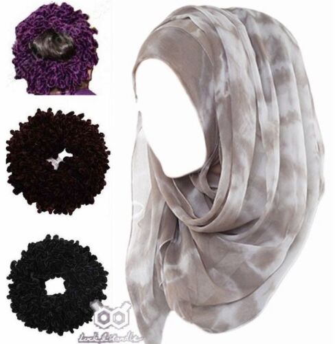 Lazo para el pelo Scrunchie Terciopelo Grande Bun Clip Hijab Bufanda Volumizer Khaleej | eBay