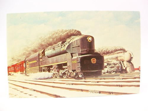 RACE OF THE TITANS Englewood IL Pennsylvania RR NY Central Railroad Postcard - Picture 5 of 5