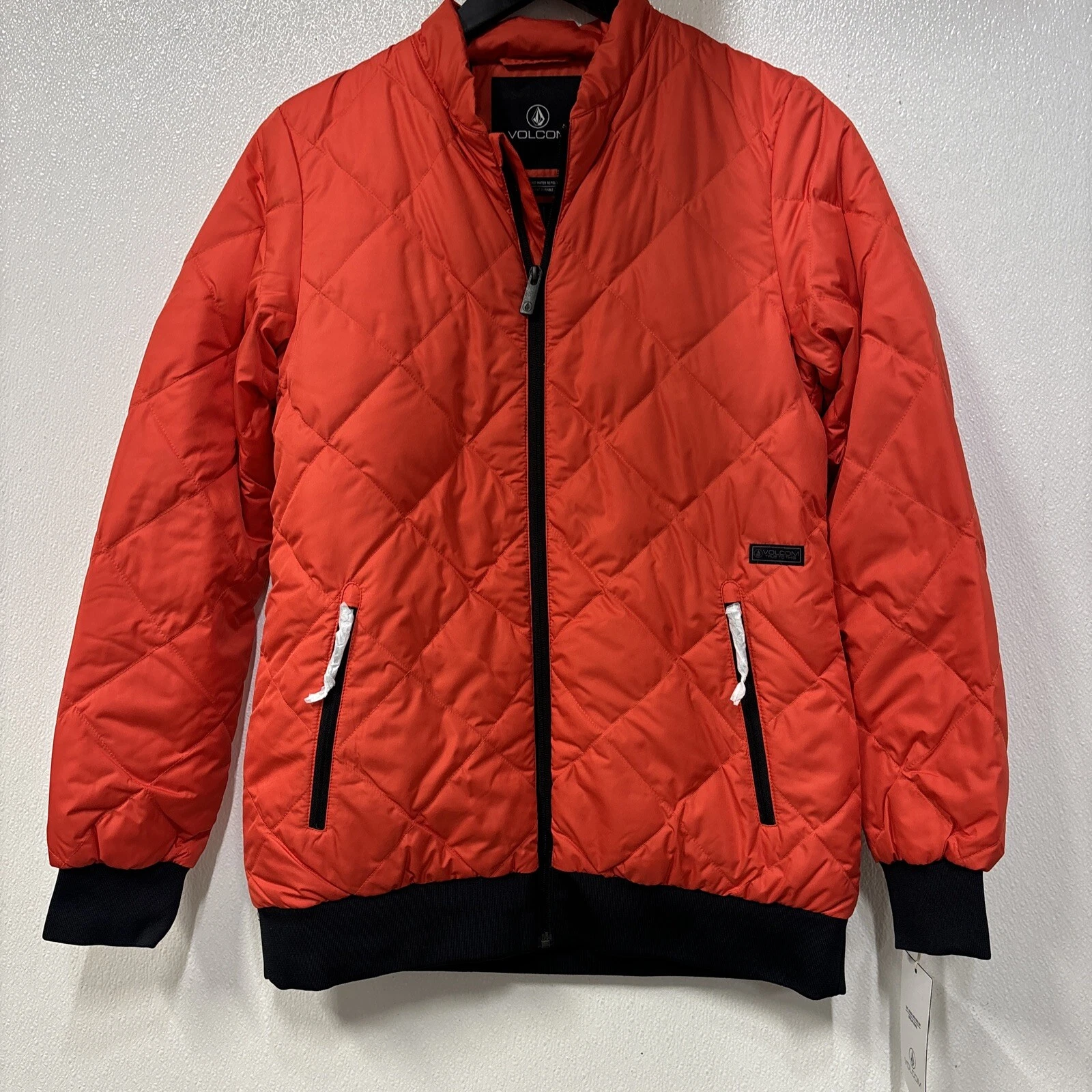 Volcom Casco Down Puff Jacket Red Snowboard Ski Sz M Medium #k4