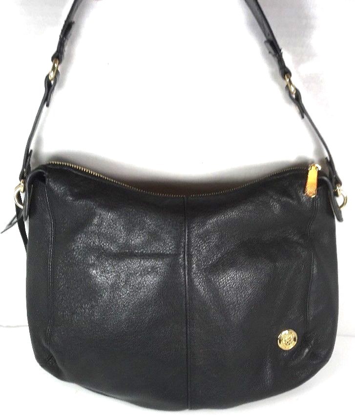 Vince Camuto Soft Black Leather Shoulder Bag Gold Tone HW | eBay