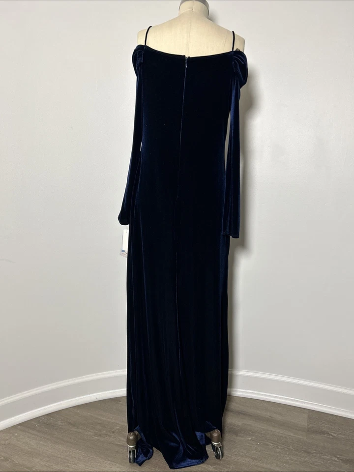 Винтажный 90-х годов Y2K новый с Ярлыками Jessica McClintock Royal синий бархат платье для официальных приемов выпускного - Изображение 4 из 4