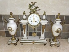 pendule portique  et cassolettes  marbre et bronze  Louis XVI Japy Freres XIXème