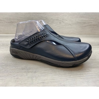 Propet Women's Navy Blue Leather Clogs Woven Strap Slip On Mules 9 Shoes