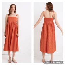 Madewell Orange Eyelet Summertime Cami Midi Dress Size XS