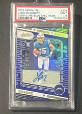 2024 Panini Absolute Ladd McConkey RC Auto Blue Spectrum /50 PSA 9 *COLOR MATCH*