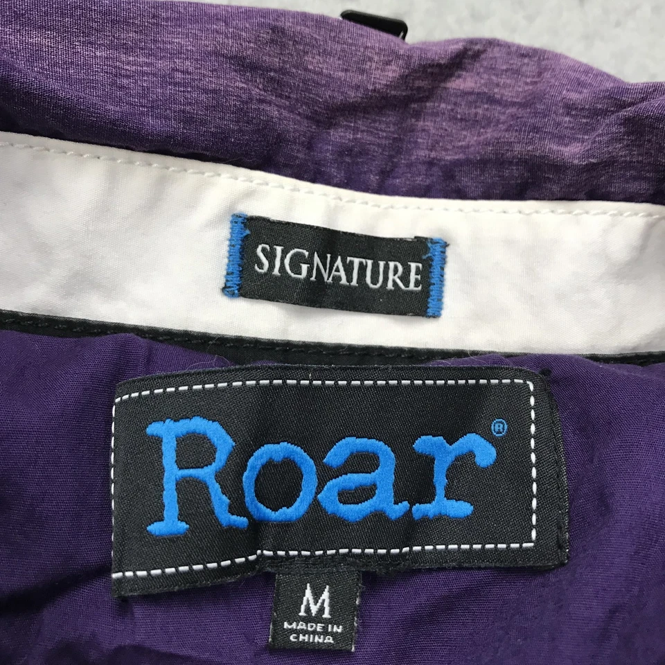 Camisa Roar Para Hombre Mediana Púrpura Bordada Desteñida Logotipo de Socorro Algodón Botón Y2K Foto 4 de 4