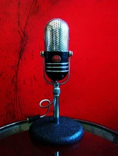 Vintage 1960's Argonne AR57 crystal pill microphone Hi Z w stand Calrad Olson #2