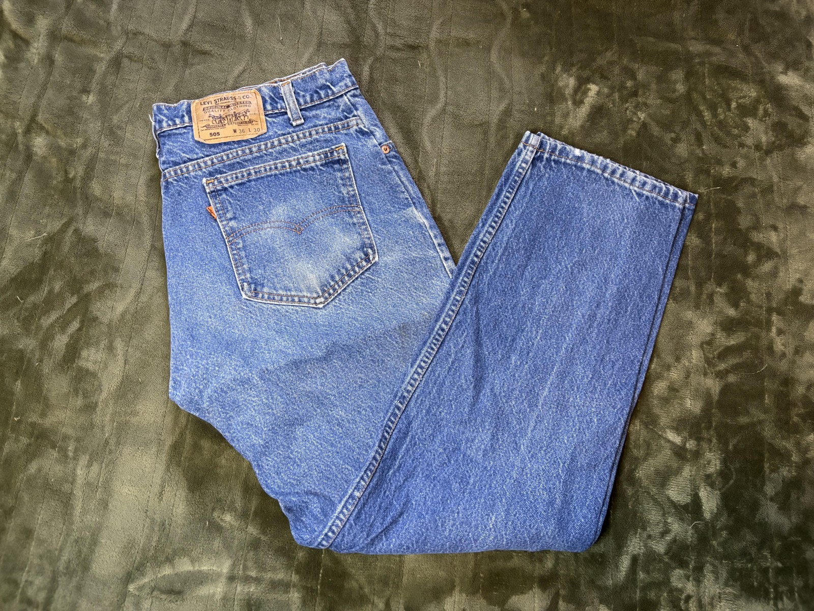Vintage Levi's 505 Jeans Mens 36 Blue Denim Straight Leg USA Orange Tab 90s
