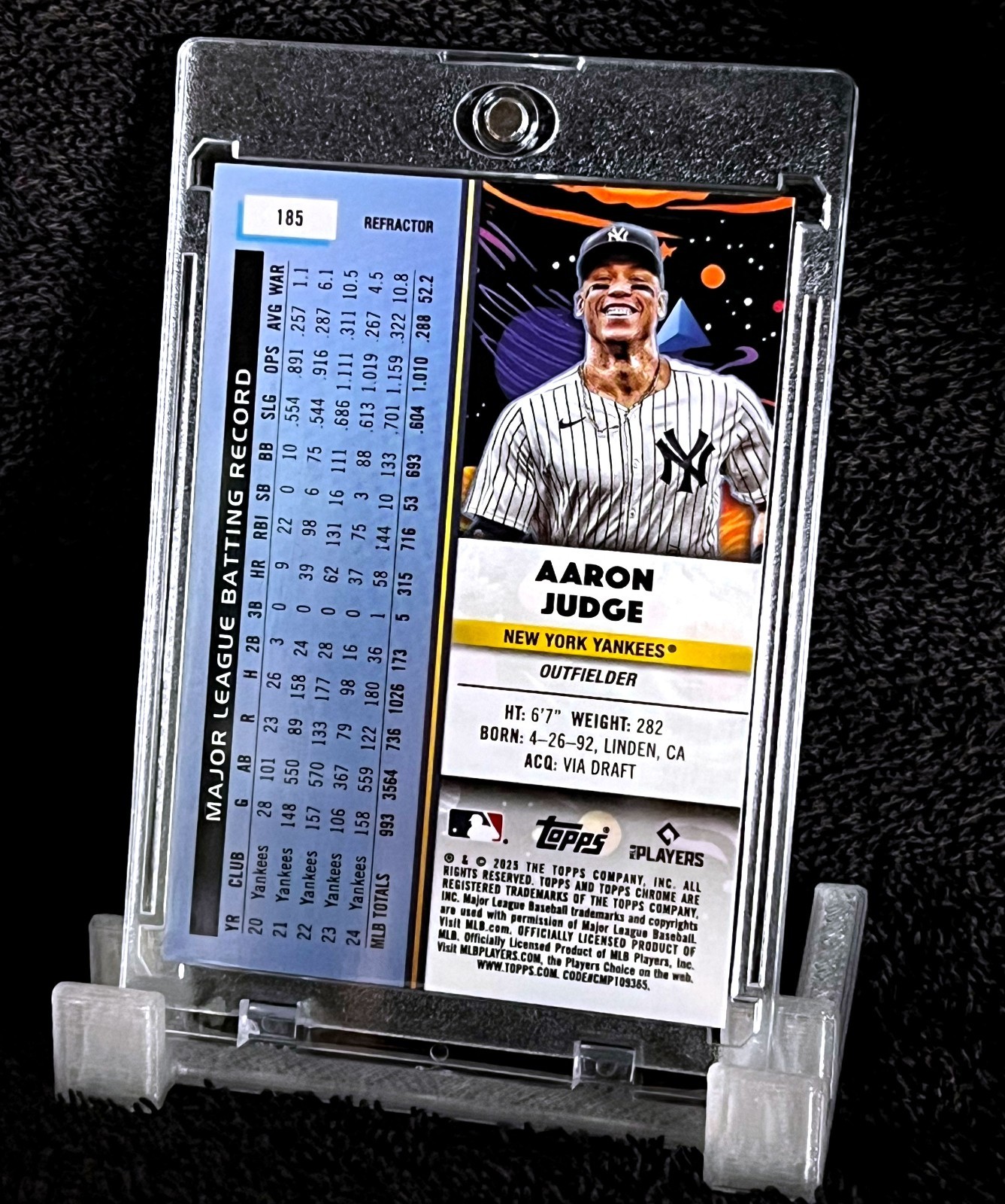 2025 Topps Chrome AARON JUDGE Refractor #185 New York Yankees MVP Insert view 3