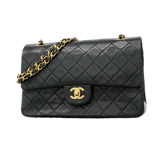 Chanel Double Flap Chain Shoulder Bag Quilted Lambskin Black Women's #OTB406