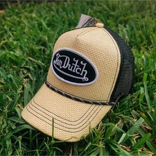 Von Dutch Beige Black Mesh Back Adjustable Men s Trucker Hat One Size Classic