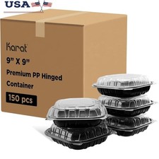 Hinged Food Storage Containers Polypropylene Bulk Pack Various Sizes 6in 8in 9in