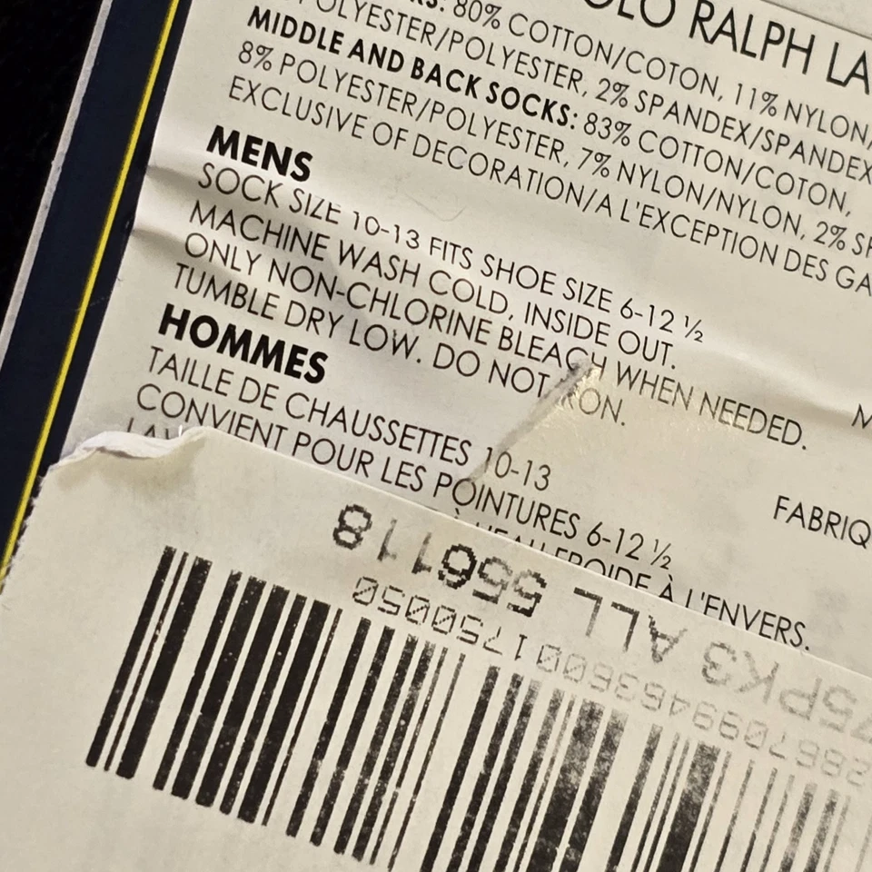 Мужские короткие носки Polo Ralph Lauren Polo Bear из хлопковой смеси упаковка 6 шт. 10–13 - Изображение 2 из 2