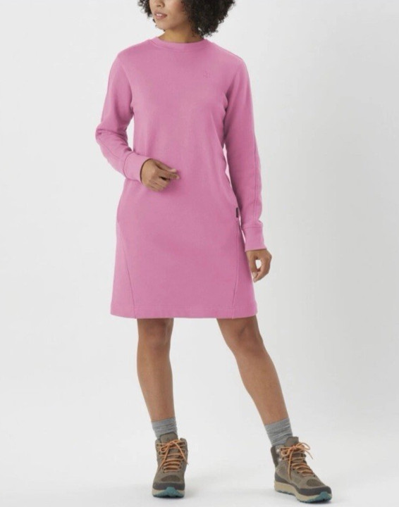 NEW Sz Medium Duluth Trading Co AKHG Crosshaul Cotton Camp Dress Pink Sweatshirt