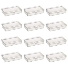 12 Pack Rectangular Clear Plastic Storage Containers 5.7 x 2.95 x 1.18 inch