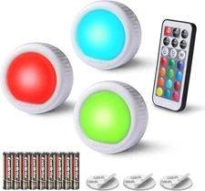 Everbrite Tap Light, Push Light, LED Puck Lights with 12 RGB Colors, Wireless To