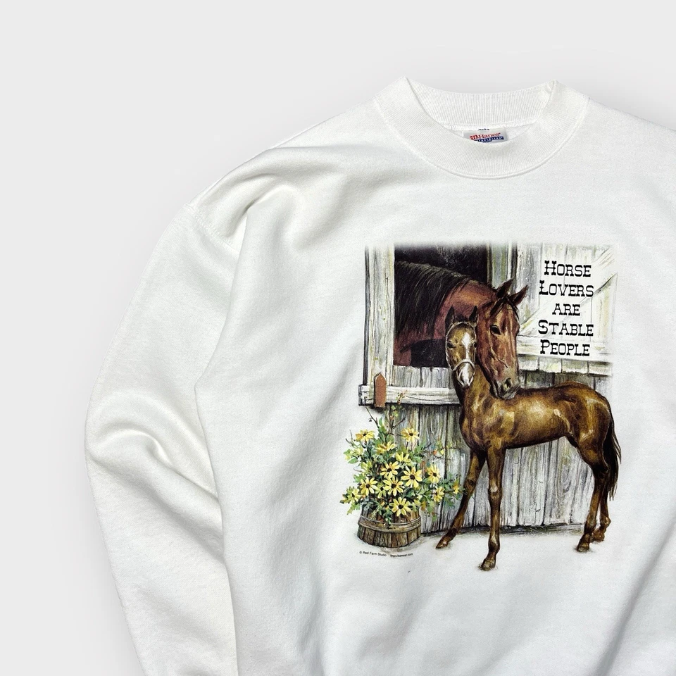 Sudadera De Colección Años 90 Horse Lovers Are Stable People, Western Country Vaquera, M Foto 2 de 4