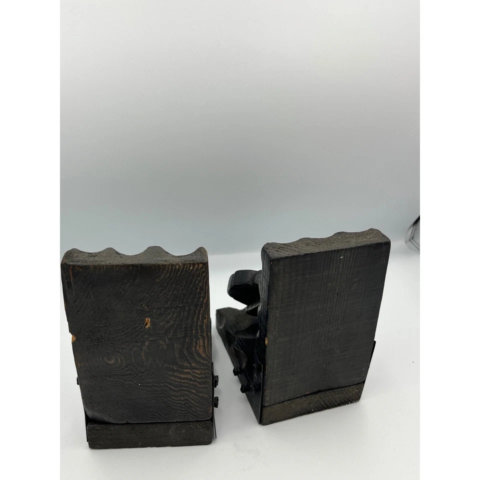 Sujetalibros de madera con rueda de cañón vintage rústica decoración marítima náutica Foto 3 de 4