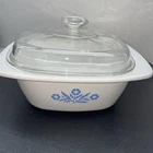 Vintage Corning Ware Blue Flower￼ 4 Qt Dutch Oven P-34-B Casserole W/pyrex Lid