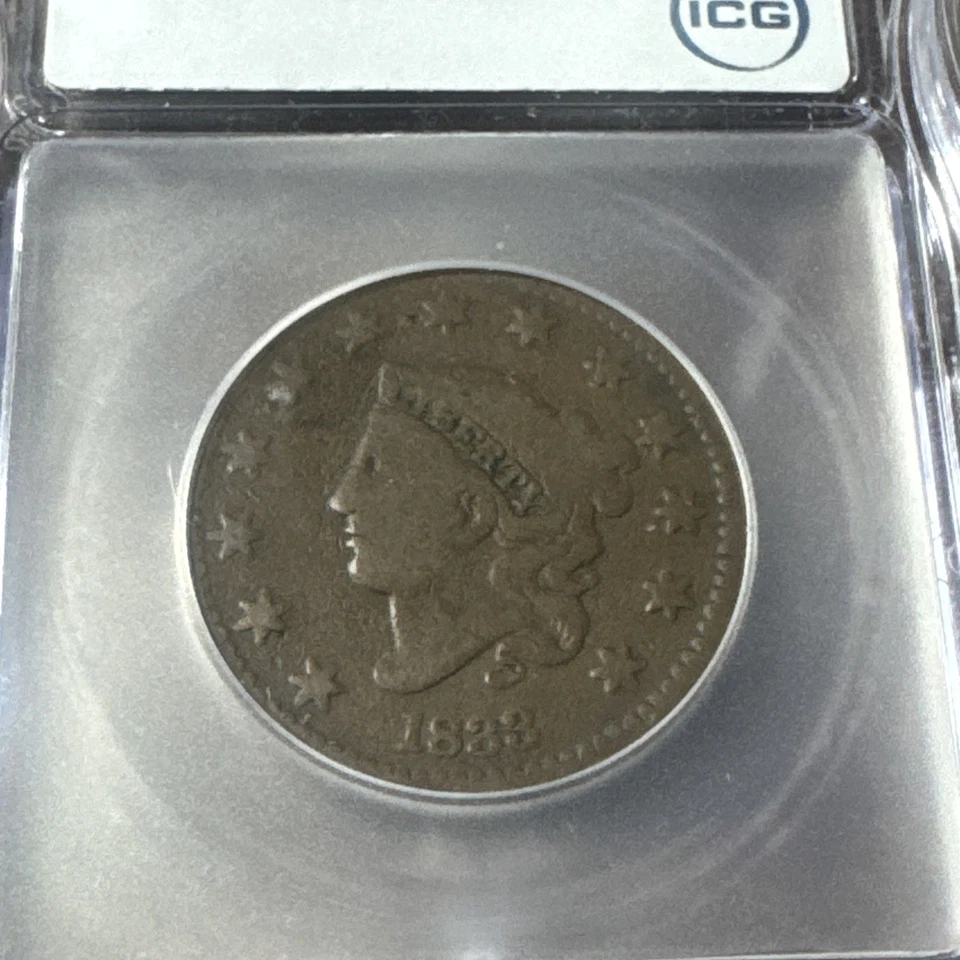 1833 Coronet Head Large Cent - US 1c Copper Coin ICG VG8 - Image 3 of 4