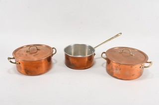 R11D33 3x Vintage Copper Pot Stock Pot