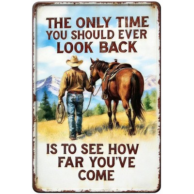 Western Cowboy Tin Sign Wall art, Vintage Metal Sign Cowboy Poster Retro Wall...
