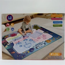 Kids Water Doodle Drawing Mat Reusable Magic Painting Board Ages 3-12.