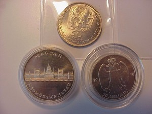 Lot of 3 BU Silver World Coins - 1956 Hungary, 1977 Czechoslovakia, 1938 Yugosla