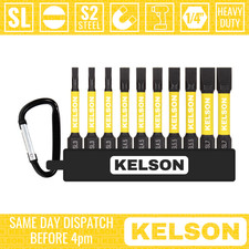 10pcs Slotted Flat Head 50mm 2" Impact Screwdriver Bit Set V2 1/4" KELSON