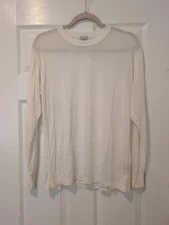 100% Silk Base Layer Set Mens M Eddie Bauer Cream Ski Winter Warm